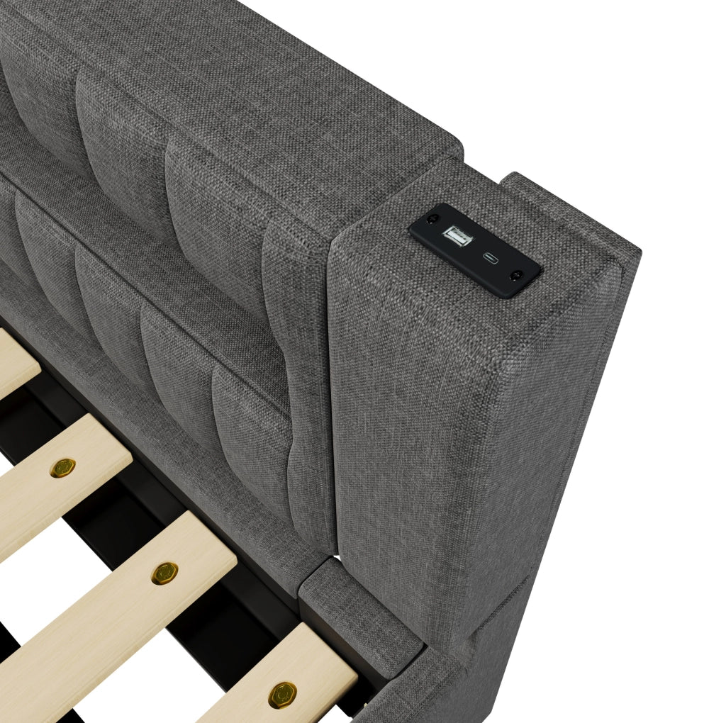 Letto contenitore 90x200 cm con LED, USB e porta Type-C