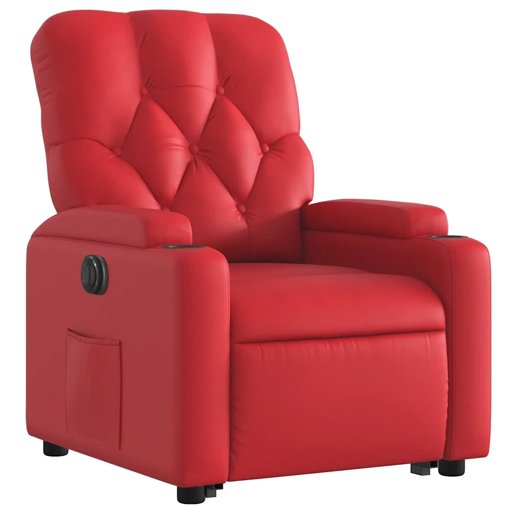 Poltrona Alzapersona Reclinabile Elettrica Rossa in Similpelle 3204791
