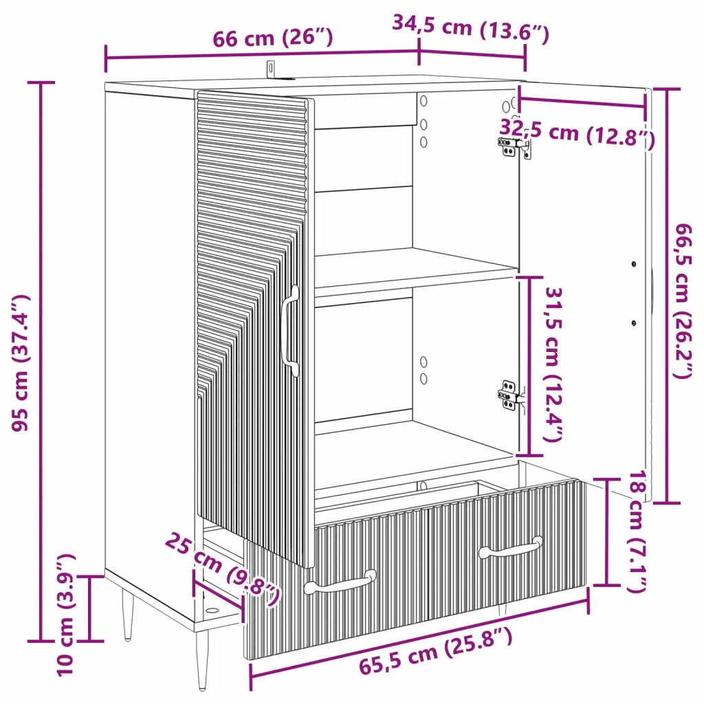 Credenza | Madia | Buffet da pranzo | Armadio da pranzo Bianco Lucido 66 x 34,5 x 95 cm Legno ingegnerizzato