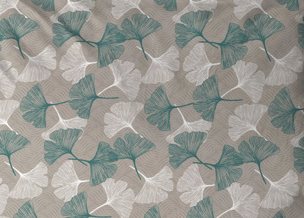 Copritrapunta Sacco Per Trapunta 100% Cotone Disegno Ginko - Matrimoniale - Verde
