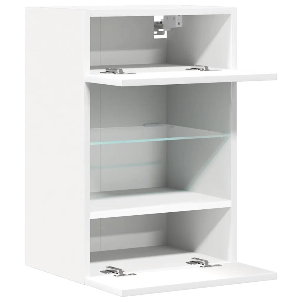 Mobili da parete con luci LED per TV 2pz Bianchi 40x30x60,5 cm 837079