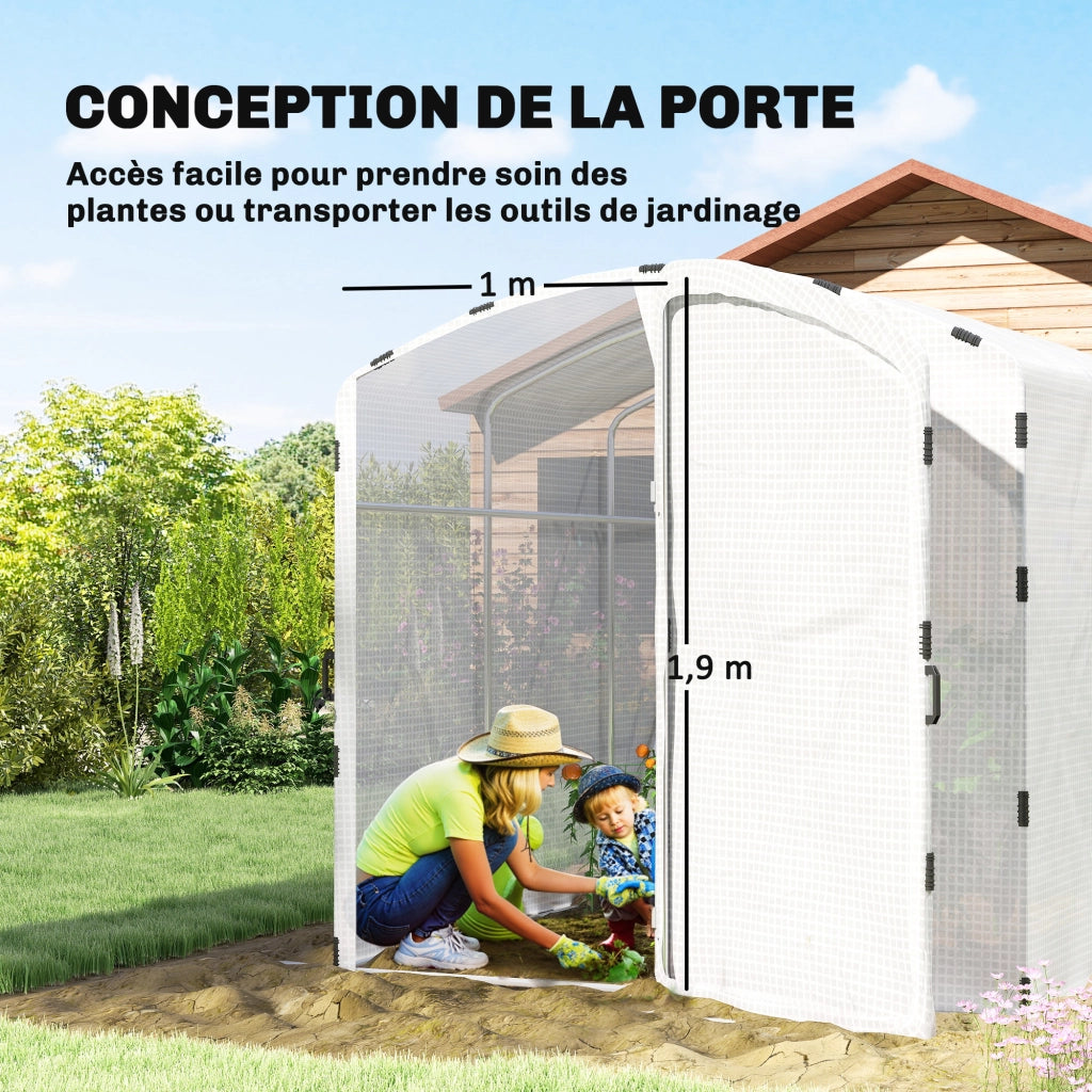 Serra tunnel da giardino 6m2 ¨C Xylo ¨C 300x200x195cm PE 220g/m2 bianco con porta