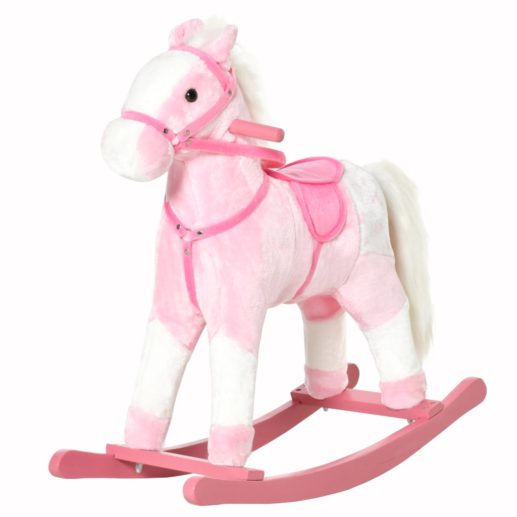 Cavallo a Dondolo in Peluche ¨C Xylo ¨C Rosa con Suoni, 74x28x65 cm