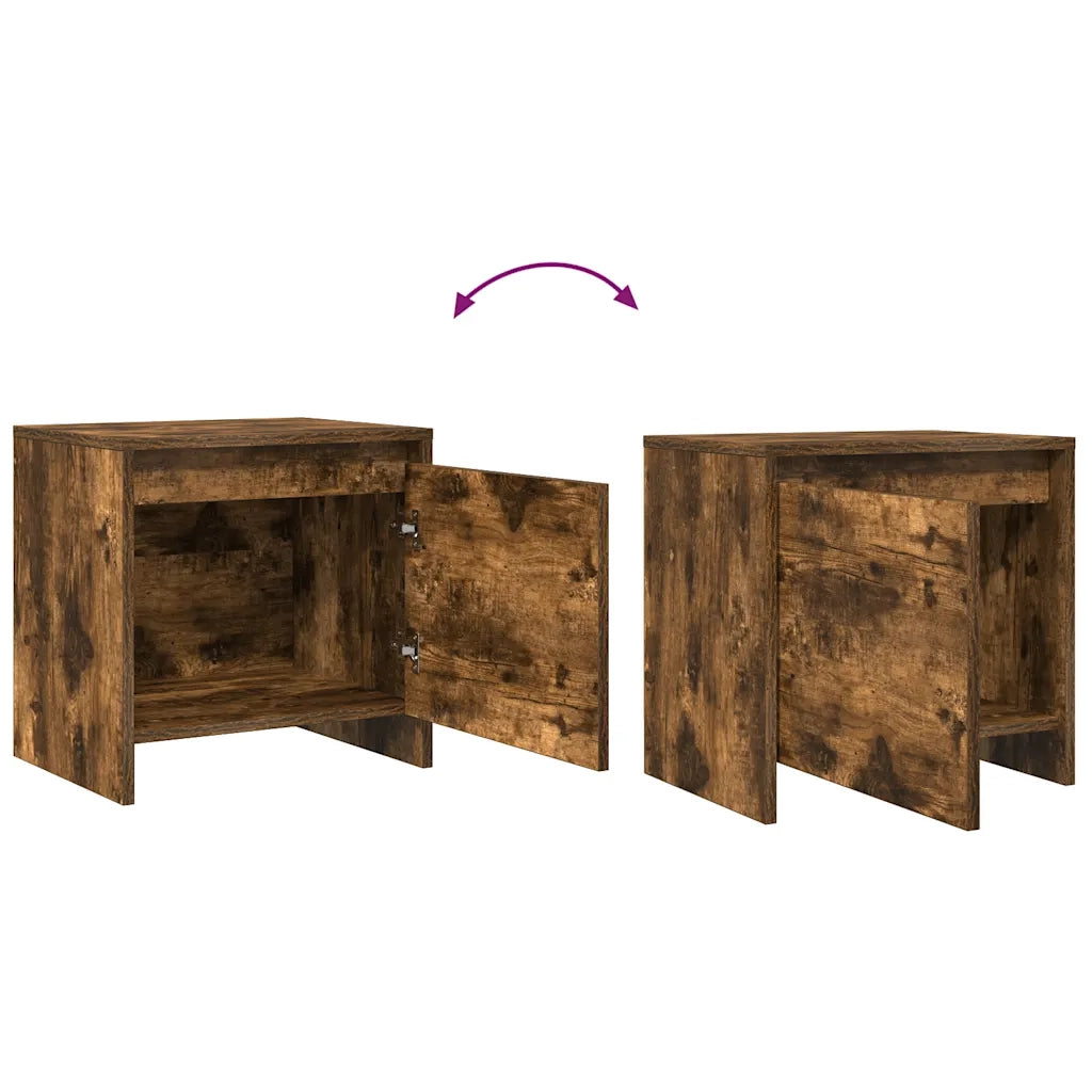 Comodini 2 pz Rovere Fumo 45x34x44,5 cm in Truciolato 813045