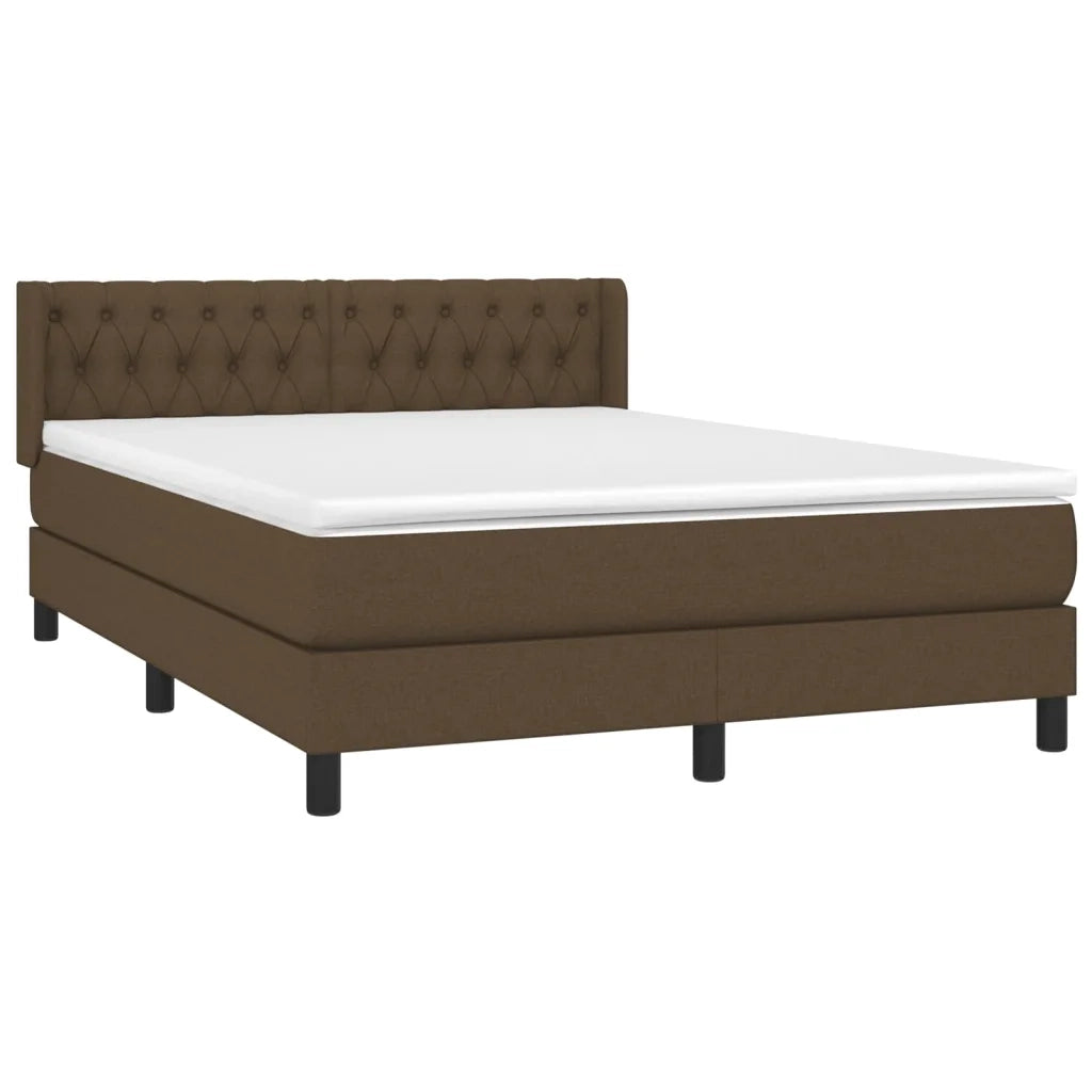 Giroletto a Molle con Materasso Marrone Scuro 140x200cm Tessuto 3129956
