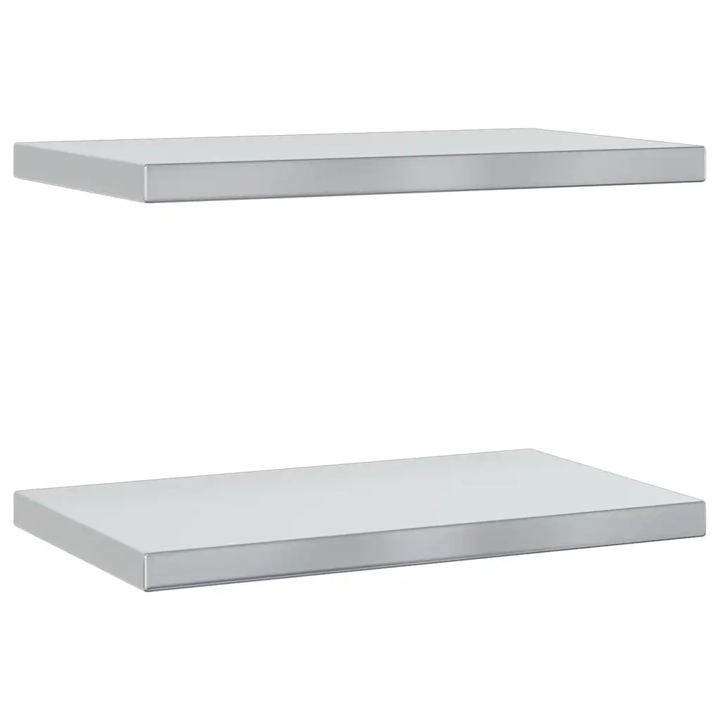 2 pz Mensole a Muro | Scaffale Parete | Ripiano a parete 50x30 cm Argento in Acciaio Inossidabile