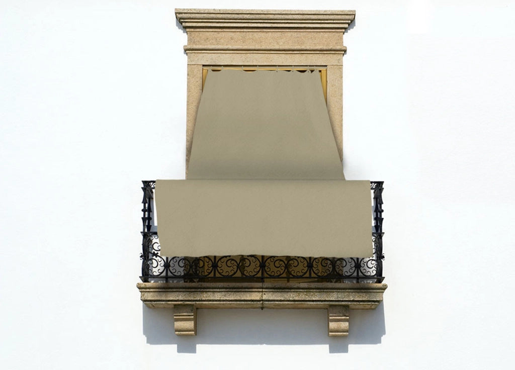 Tenda Da Sole A Caduta Per Esterno Balcone Casa Telo Ombra UV Modello Tinta Unita - 145x250 - Panna