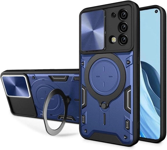 Hoesa protettivo shockresistente per OPPO A74 5G e OPPO A54 5G, design ultraleggero, coprihoesa militare antiurto in blu con standard metallico magnetico.