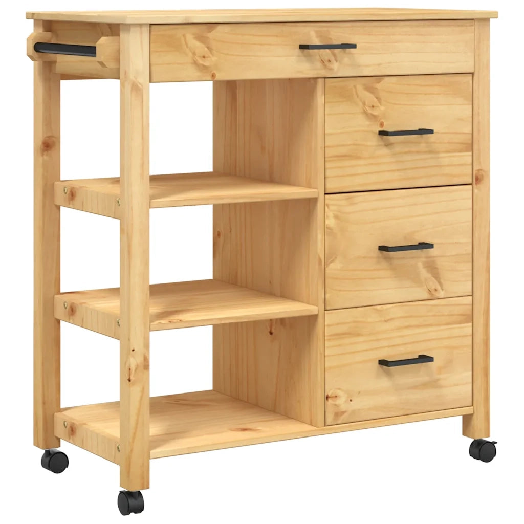 Carrello da Cucina MONZA 84x40x88,5 cm in Legno Massello di Pino 376112