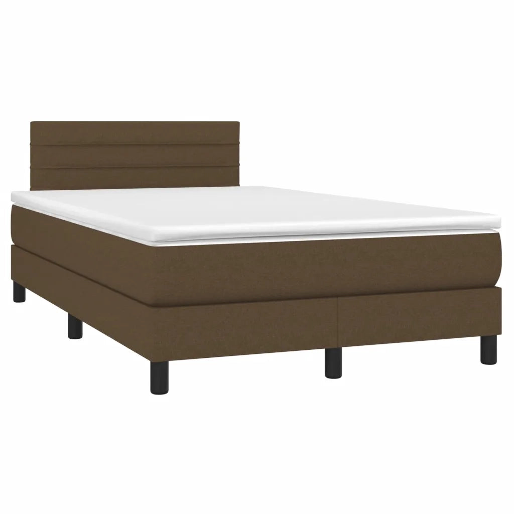 Letto a Molle Materasso e LED Marrone Scuro 120x200 cm Tessuto 3133224