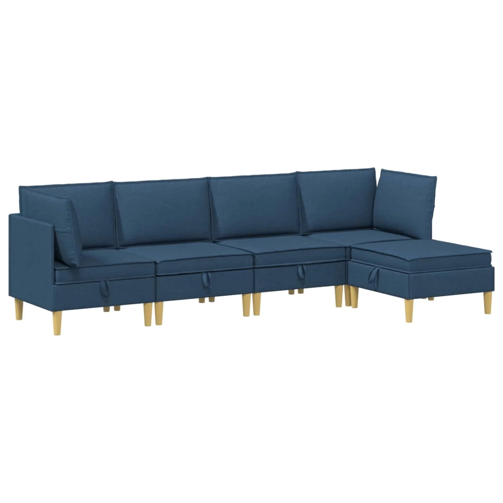 Set di mobili per il soggiorno con cuscino 5 pcs Blu Tessuto 3413716