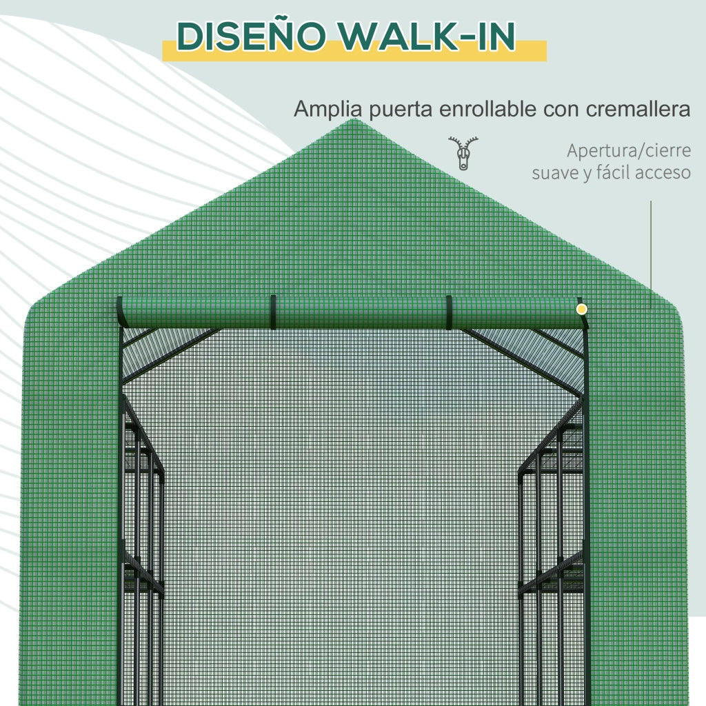 Serra da Giardino con Scaffali ¨C Zephmum ¨C Verde 244x180x210 cm