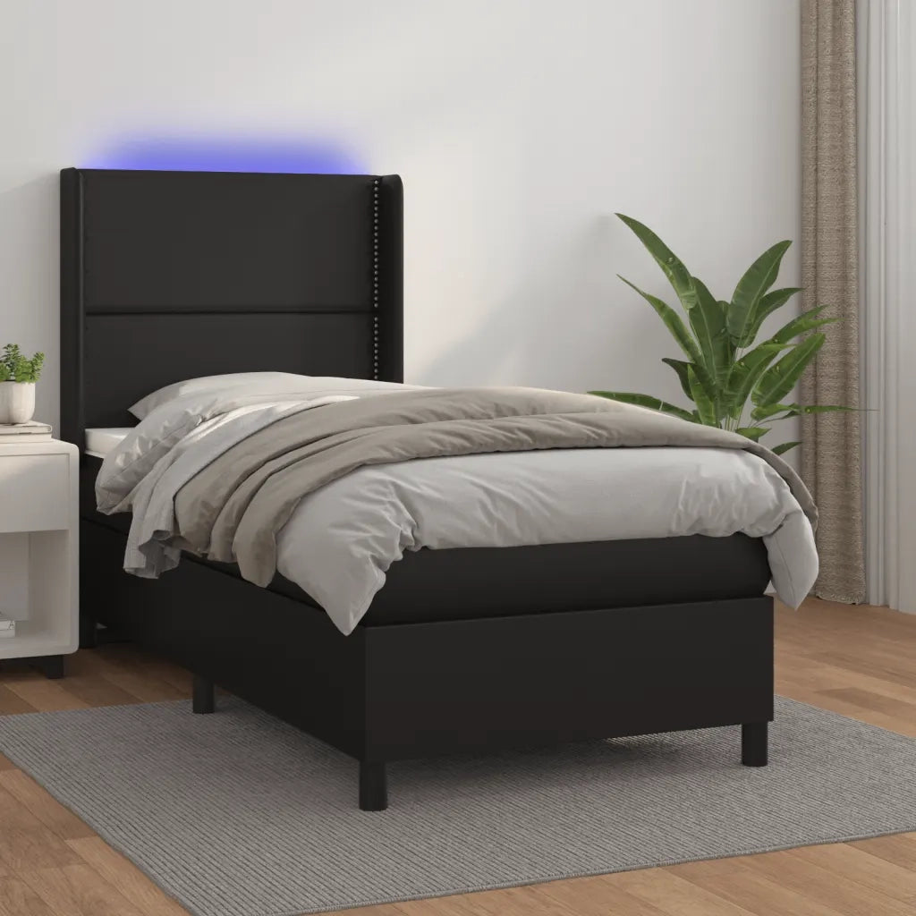 Giroletto a Molle con Materasso e LED-Struttura Letto Nero 90x200 cm Similpelle 592350