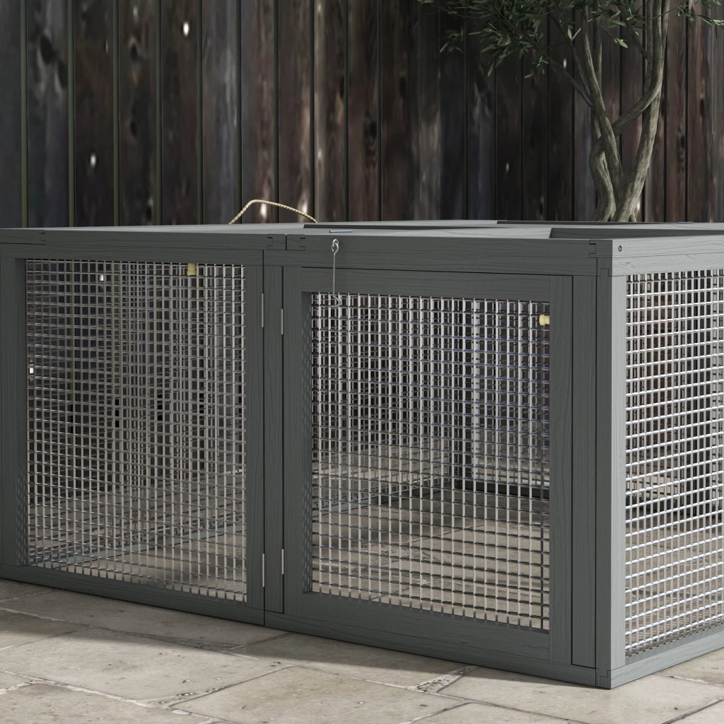 Gabbia pieghevole per conigli ¨C Xylo ¨C grigio 110x105x50 cm con maniglia apribile