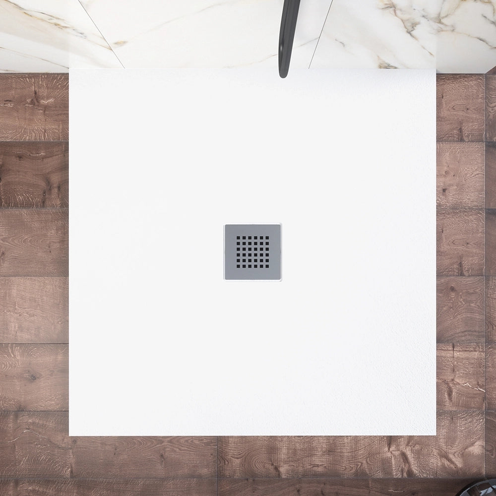 Piatto doccia 90x90cm in marmoresina bianco effetto pietra | Kos
