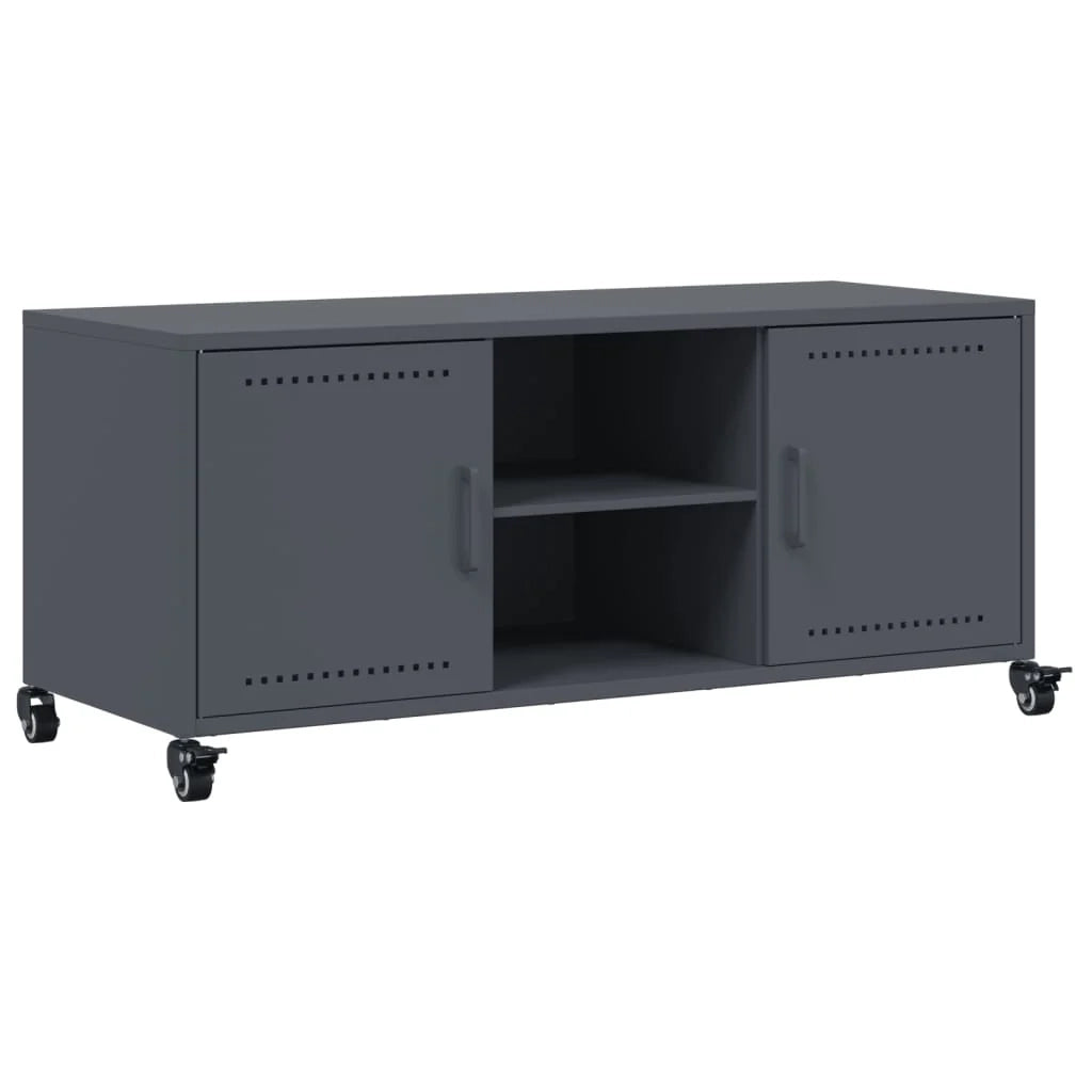 Mobile TV multimediale scaffale TV credenza mobile TV sala da pranzo soggiorno camera da letto 100,5 x 39 x 43,5 cm acciaio antracite 02_0026379
