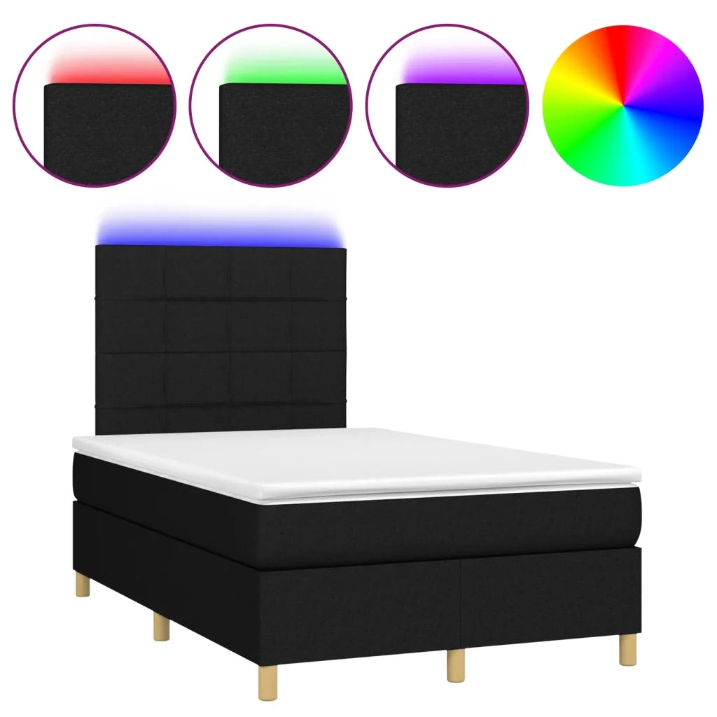 Letto a Molle con Materasso e LED Nero 120x200cm in Tessuto 3135423