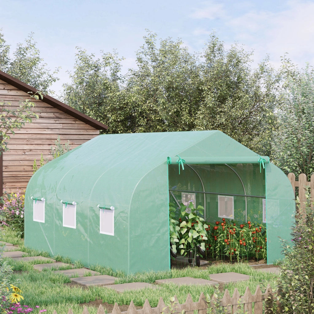 Serra da giardino 3.5x3x2 m con 6 finestre rete e porta a zip ¨C Minimal ¨C verde