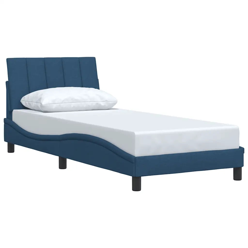 Letto singolo | Letto per adulti | Giroletto senza Materasso Hanko Blu 90x200 cm in Tessuto