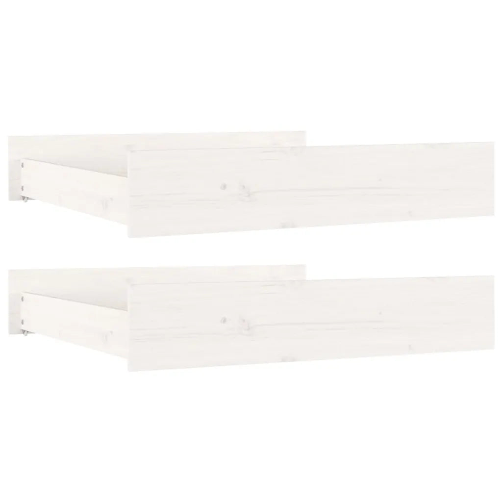 Cassettoni da Letto 2 pz Bianchi in Legno Massello di Pino 814975