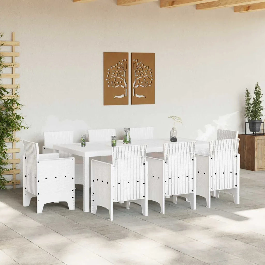Set da Pranzo per Giardino 9 pcs Bianco Polipropilene