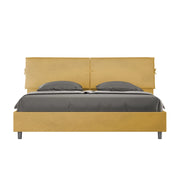 BS COM Letto matrimoniale king size senza rete imbottito 200x210 microfibra ocra