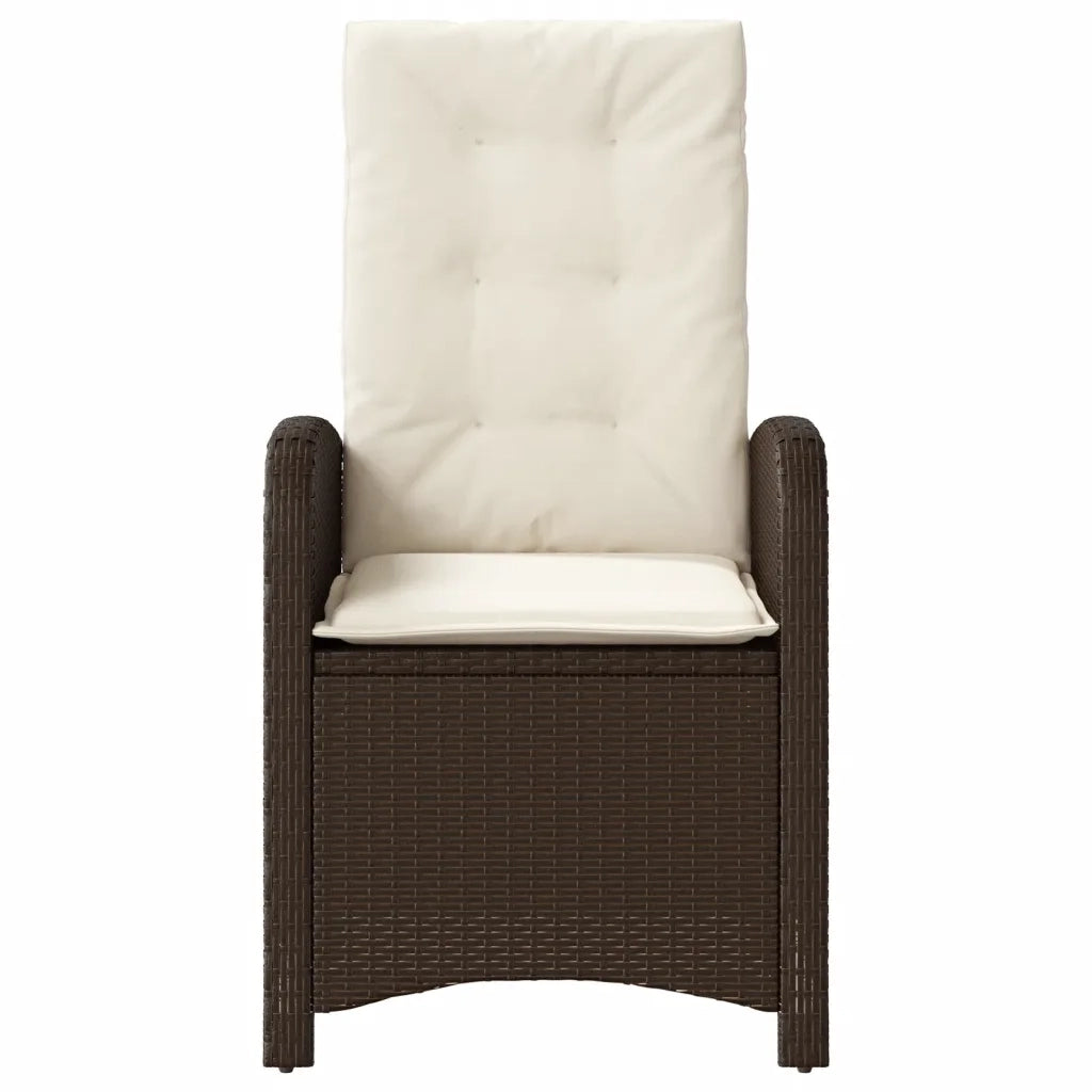 Sedia Reclinabile da Giardino con Cuscini Marrone in Polyrattan 365162