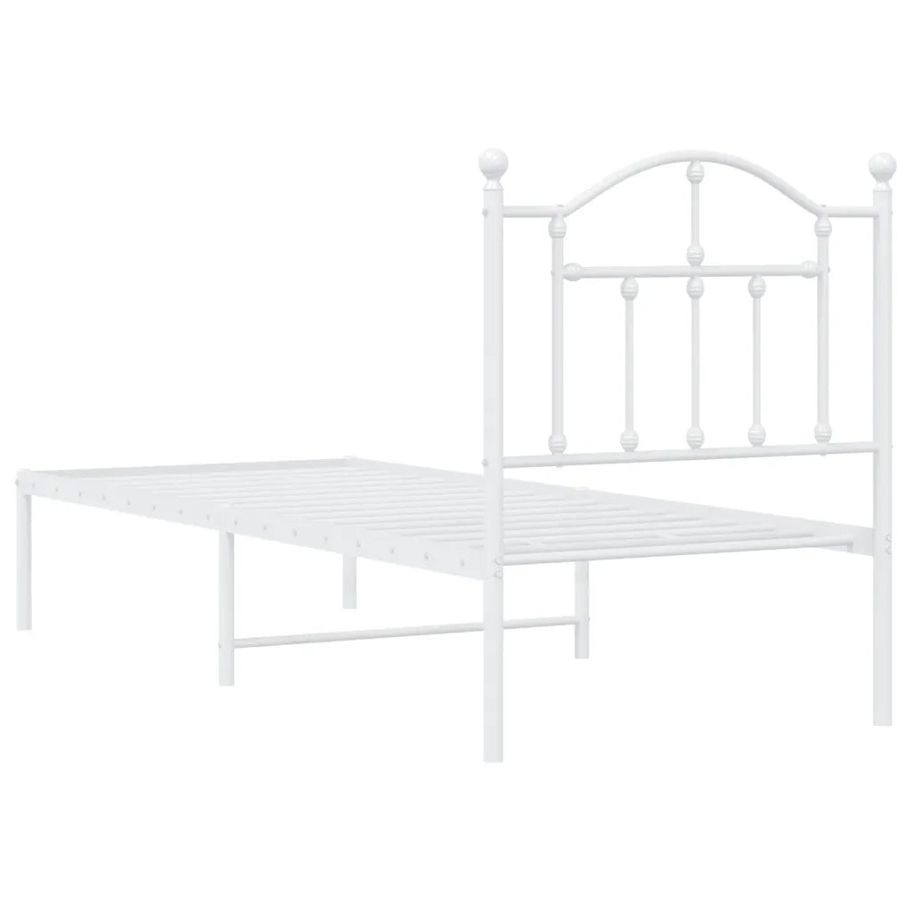 Giroletto senza Materasso con Testiera-Struttura Letto Metallo Bianco 75x190 cm 108188
