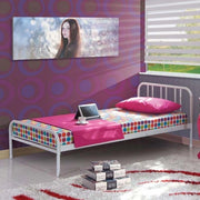 (2c) Letto singolo Genoa in metallo bianco