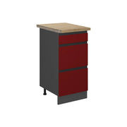 Vicco Mobiletto base per cucina Rosso 40 cm con cassetti, PL Rovere
