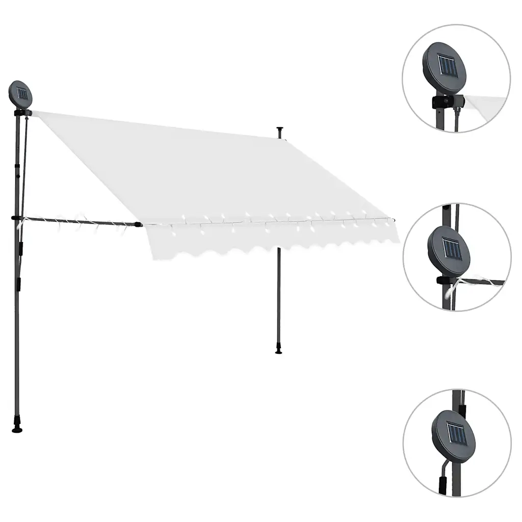 Tenda da Sole | Tenda parasole Retrattile Manuale con LED 300 cm Crema