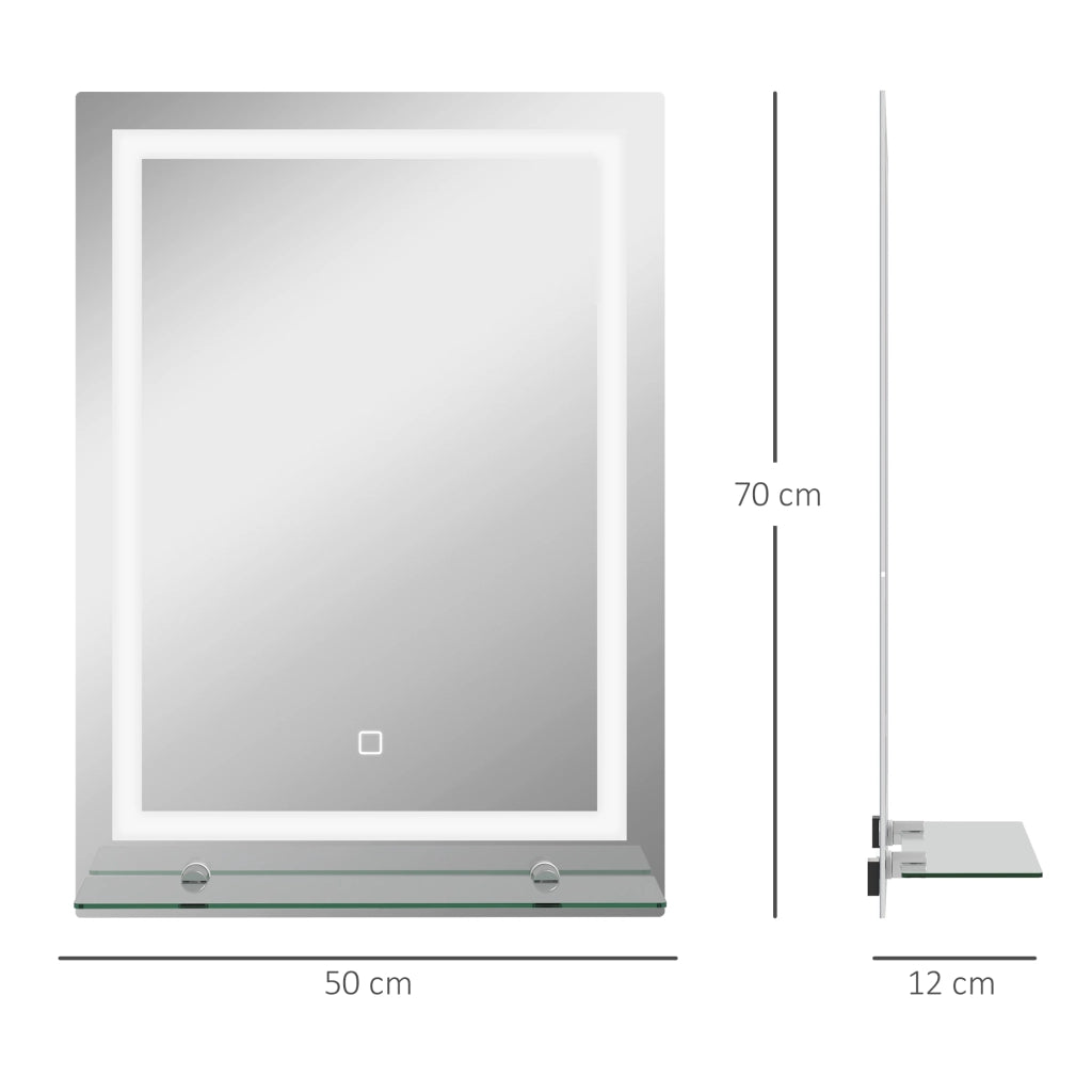 Specchio LED da bagno con mensola integrata ¨C Xylo ¨C 3 colori luce regolabile touch