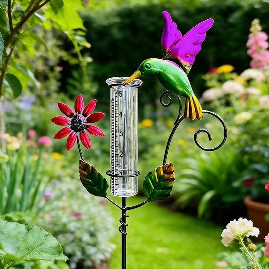 Misuratore di Pioggia Resistente al Gelo - Misuratore di Pioggia in Vetro - Misuratore di Pioggia con Stelo di Terra - Pluviometro Esterno - Misuratore di Pioggia per Giardino - Scala Doppia 13 cm