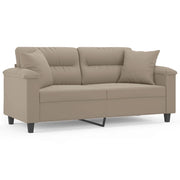 Divano | Divano da soggiorno | Sofa a 2 Posti con Cuscini Tortora 140 cm Tessuto Microfibra