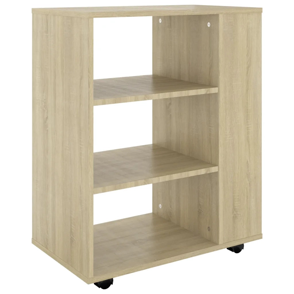 Mobiletto con Ruote Rovere Sonoma 60x35x75 cm Legno Multistrato 808452
