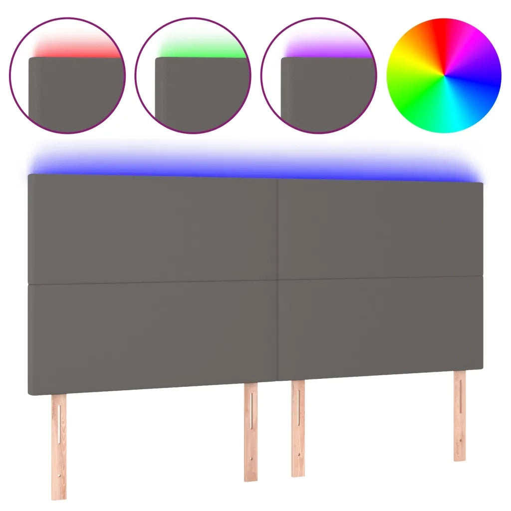Testiera a LED-Testata con LED Grigio 200x5x118/128cm in Similpelle 902988