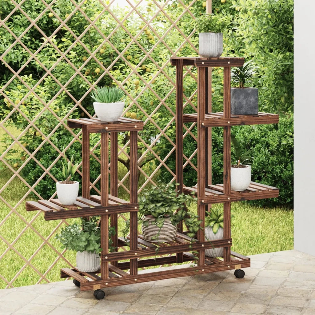 Portafiori | Sostegno per piante con Ruote 95x25x101 cm in Legno Massello di Abete