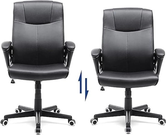 Sedia ufficio con chiusura rapida in altezza, sedia da ufficio regolabile in altezza, sedia da ufficio ergonomico con design adattabile, sedia ufficio in nero con chiusura rapida in altezza.