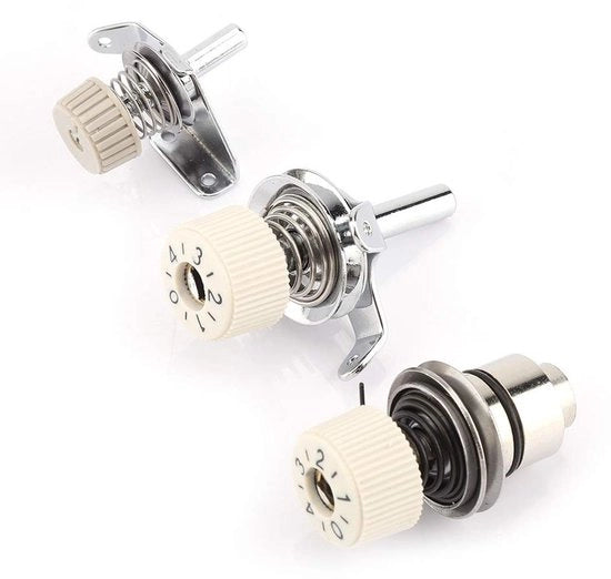 Regolatore di tensione di filo Sostenibile - Accessorio per macchina da cucire - Set da 3 pezzi - Lavoro di cucito professionale - Materiale metallico/plastico - Lunghezza 3,5/4,5/5,5 cm - Componente di macchina da cucire