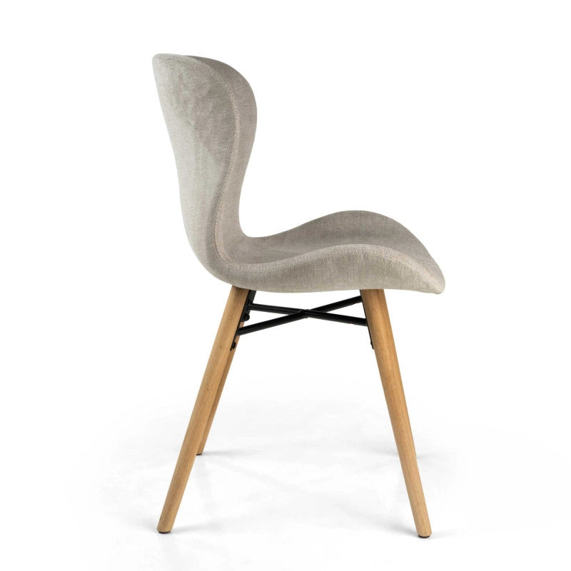 Sedia Tibalda Tessuto Sabbia Struttura Legno Cm 48x55h46,5/82,5