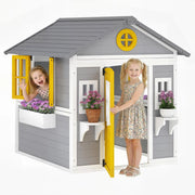 Casetta da Giardino per Bambini in Legno ¨C Xylo ¨C Grigio, 3-8 Anni, Finestre, Tetto Inclinato
