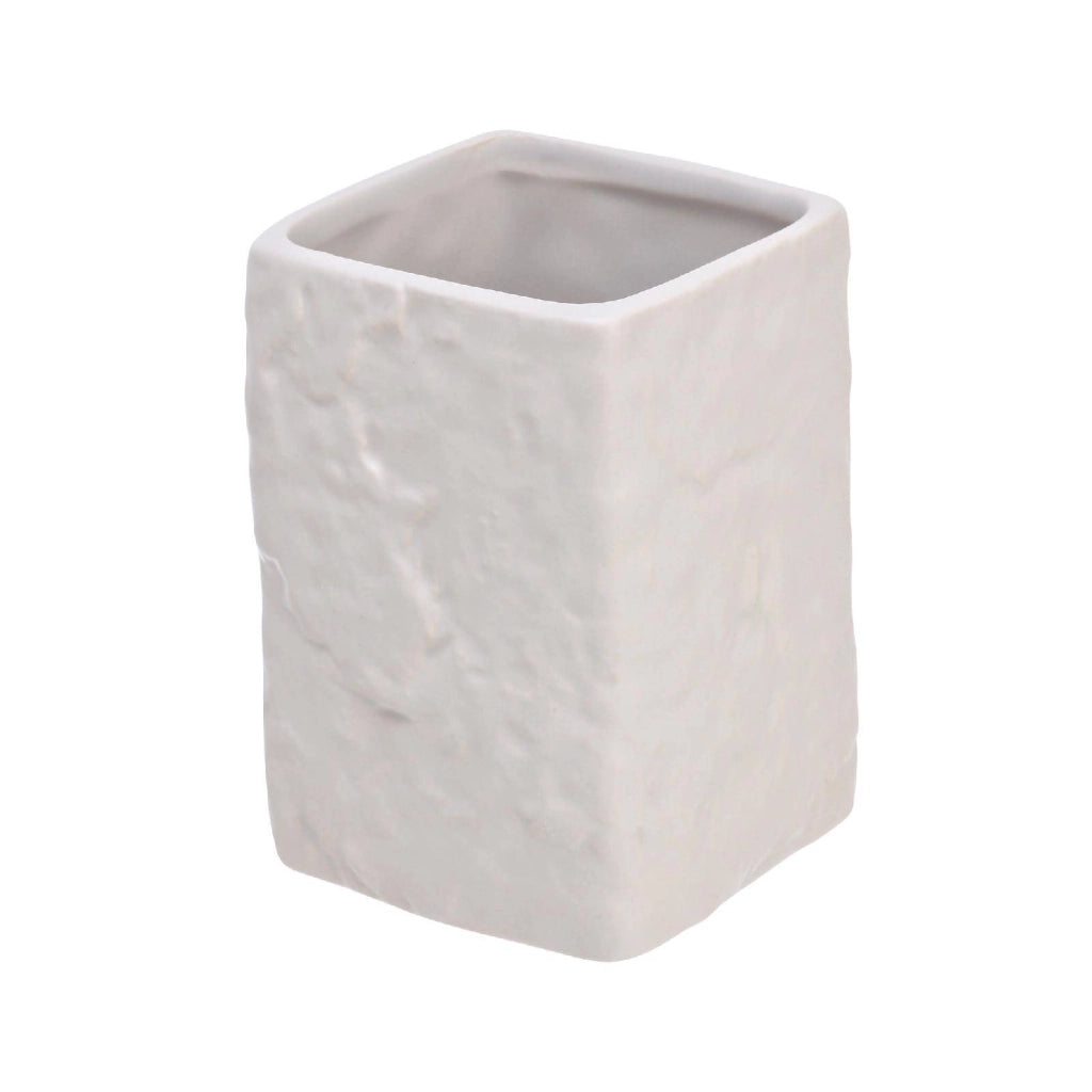 Porta spazzolino in ceramica bianco Linea Petra Feridras