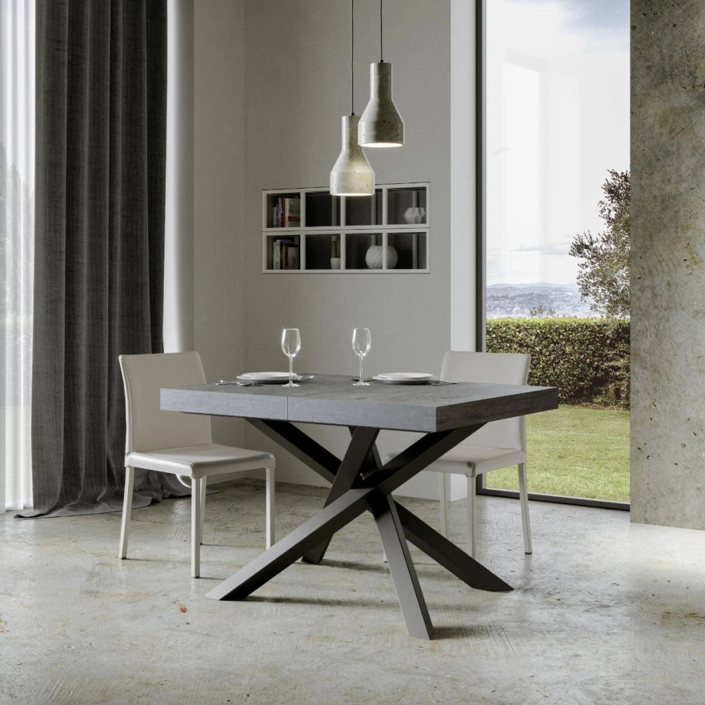 Tavolo allungabile 90x140/400 cm Volta Premium cemento telaio Antracite