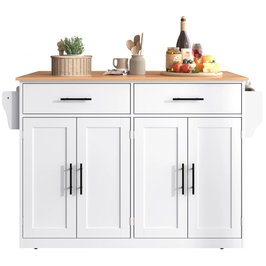 Carrello cucina multifunzione con piano ribaltabile 120x46(70)x91;5 cm; bianco e naturale