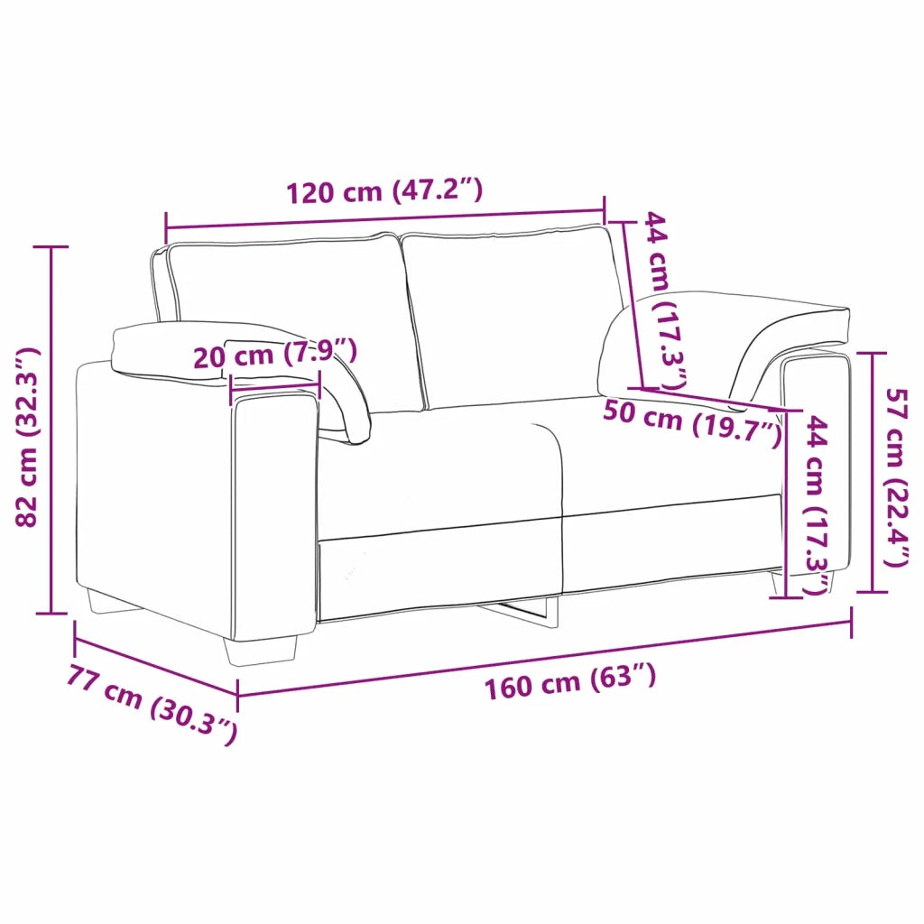 Divano a due posti Grigio chiaro 160 cm Tessuto 4105217