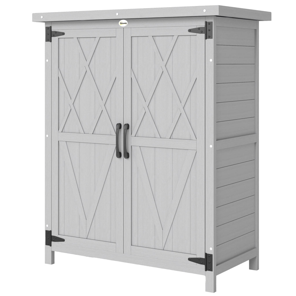Armadio da giardino 3 ripiani 2 ante ¨C Xylo ¨C legno massello grigio 75x40x90 cm