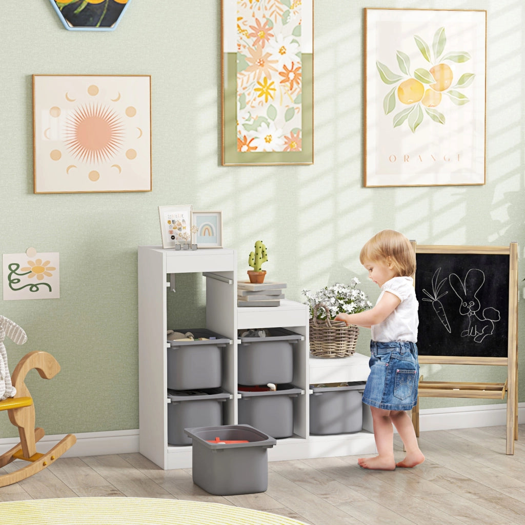 Mobile portagiochi bambini ¨C Xylo ¨C 6 cassetti amovibili grigio 96x38.5x90cm