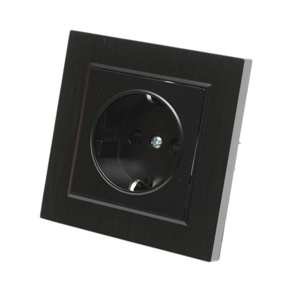 Presa schuko da incasso nera 220V, 16A, ABS 80x80mm