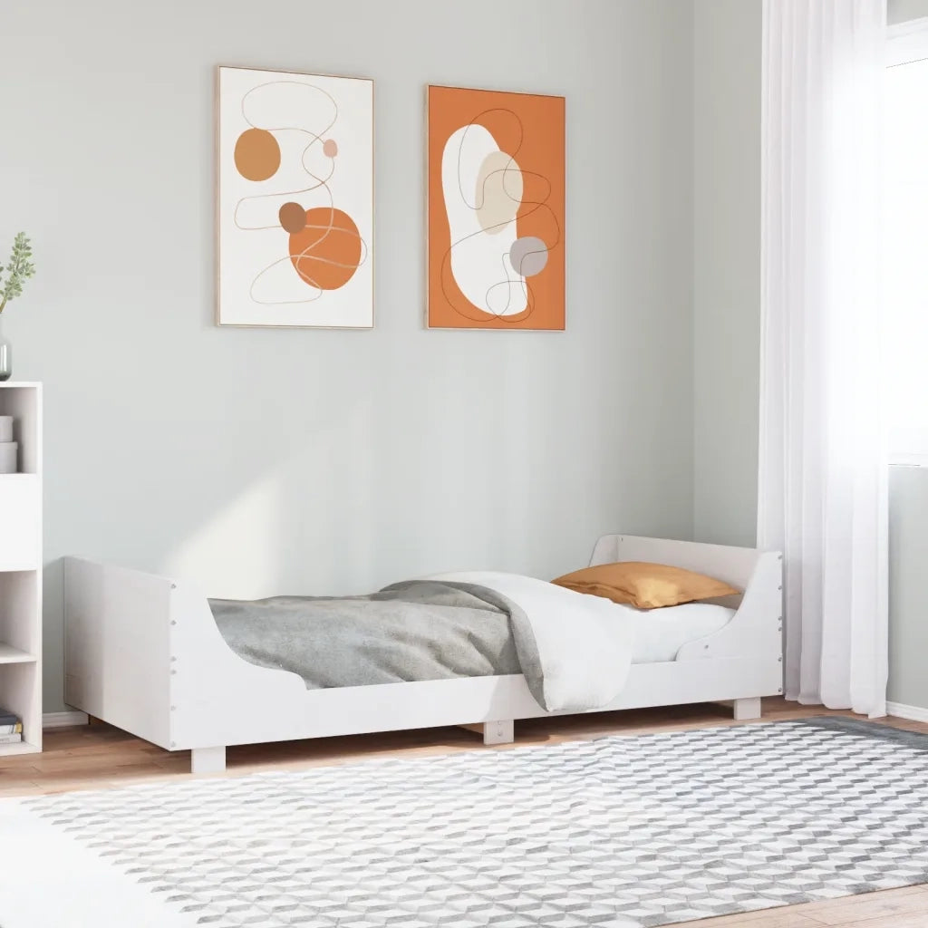 Letto singolo | Letto per adulti | Giroletto senza Materasso Bianco 100x200 cm Legno Massello Pino
