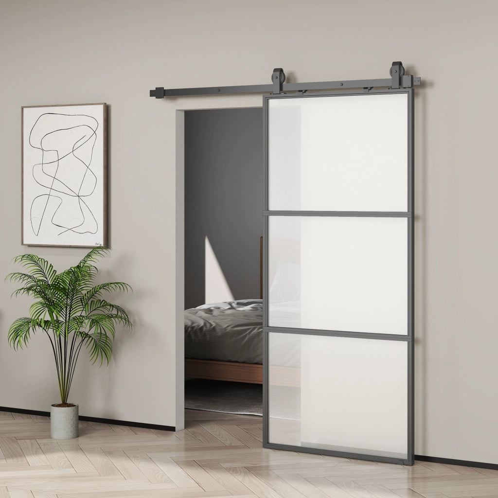 Anta scorrevole con vetro smerigliato ¨C Minimal ¨C Nero